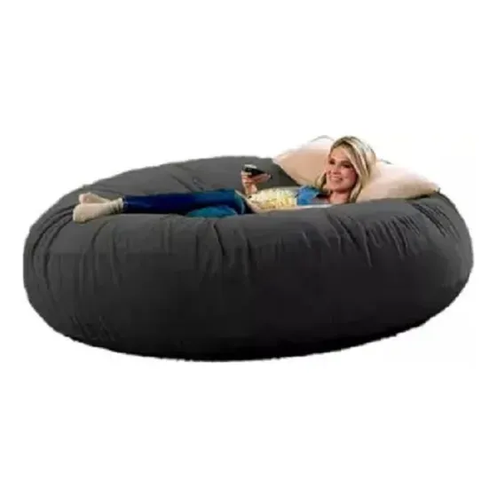 Puff Cama Gigante Redondo Suede 140x20 Com Enchimento Cor Preto