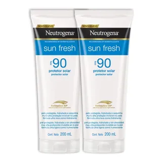 Kit 2 Protetor Solar Neutrogena Sun Fresh Loção Fps 90 200ml Kit 2 Protetor Solar Neutrogena Sun Fresh Loção Fps 90 200ml