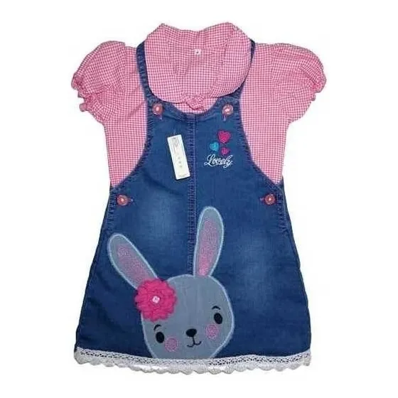 Conjunto Vestido Jardinera Y Blusa Para Niña