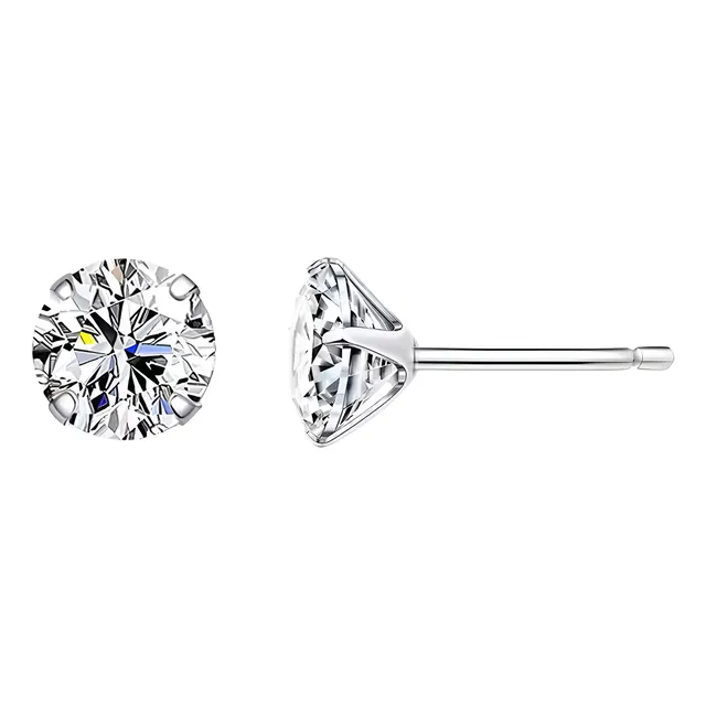 Aretes Topos Pendientes Para Hombre En Plata Y Circon 5mm