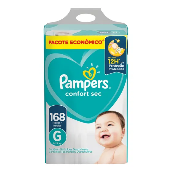 Fraldas Pampers Confort Sec G x 168 unidades