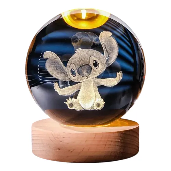 Lampara Esfera De Cristal 3d Stich