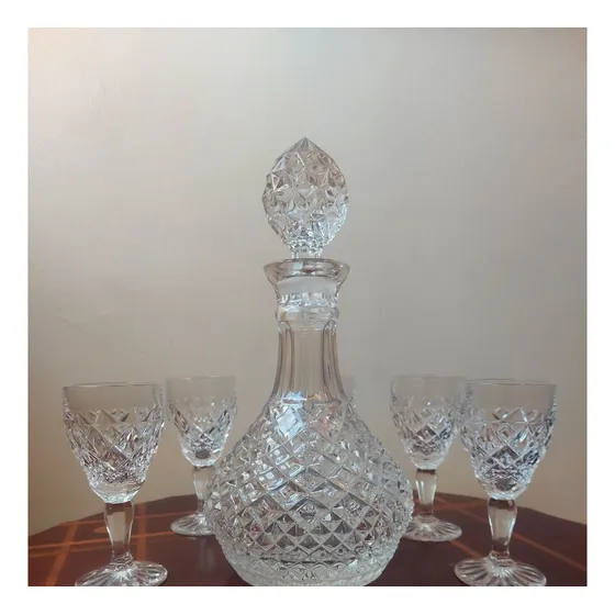 Jarra 4 Copas Bohemia Cristal Nuevo Whisky Licor Lujosa