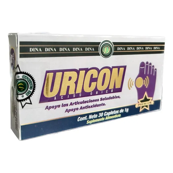 Acido Urico 30 Capletas Uricon Articulaciones Saludables Sabor Sin sabor