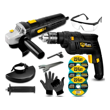 Kit Obra Furadeira Impacto 220v + Esmerilhadeira Com Discos