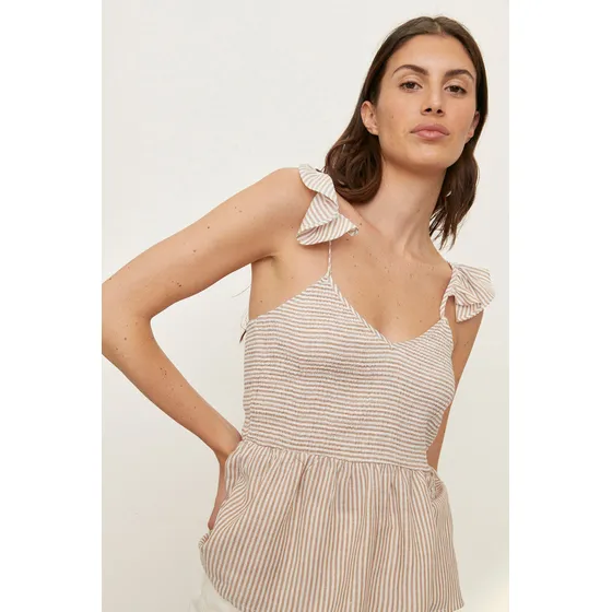 Top Rayado Para Mujer Con Volado Y Escote En V De Desiderata