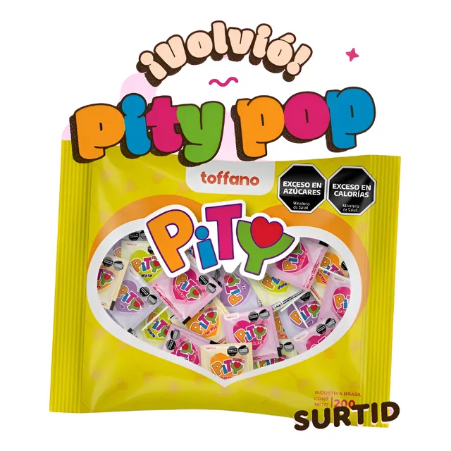 Chupetín Pity Pop Frutal Toffano 36 Unidades De 200gr
