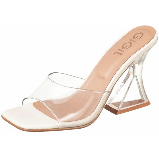 Tamanco Salto Acrílico Transparente Vinil Confortavel Moda