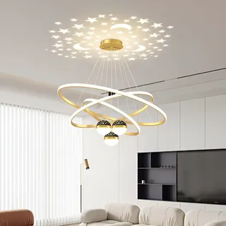Lustres Led Pendente Moderno,luminaria De Teto 3arcos 3bolas 127/220v Dourado