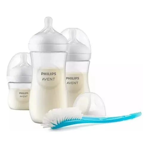 Set Recien Nacido Avent Natural Response 3 Mamaderas Cepillo Color Transparente Set 3 mamaderas