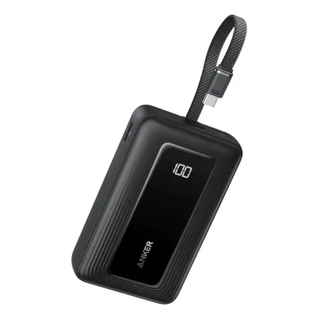 Power Bank Anker Zolo 20000mah 30w, Con Cable Tipoc Integrado, Carga Rápida, Compacto Y Portátil, Compatible Con iPhone (serie), Xiaomi, Motorola Y Samsung Galaxy S24/s23/s22/s21 Color Negro Black