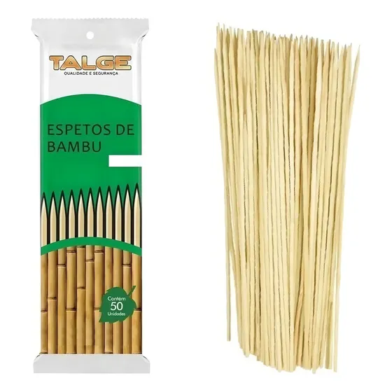 50 Palito De Bambu Espeto Para Churrasco 18cm