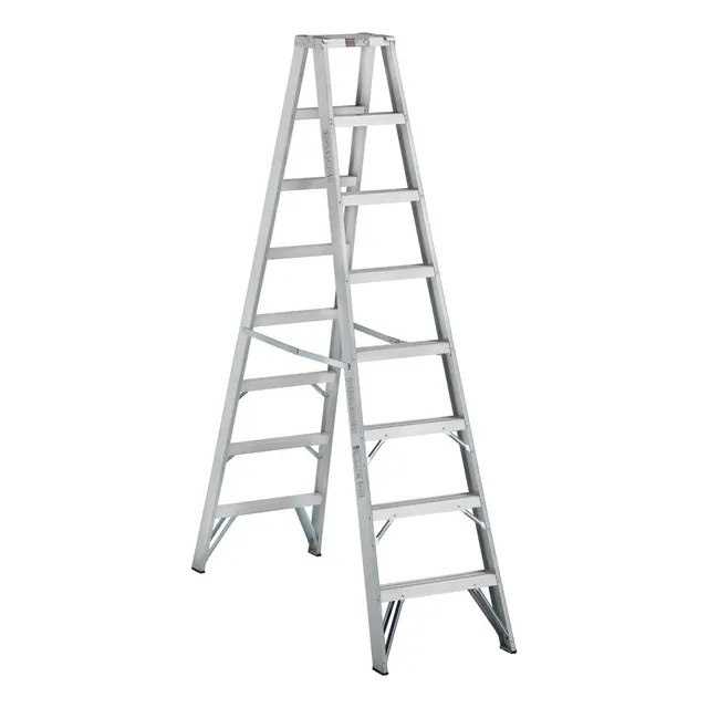 Escalera Tijera Doble Subid Alum 8 Pasos Peldaño 2.4 Metros 