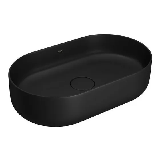 Bacha Pileta De Apoyo Oval 50x30cm Negro Mate Deca Loza Baño