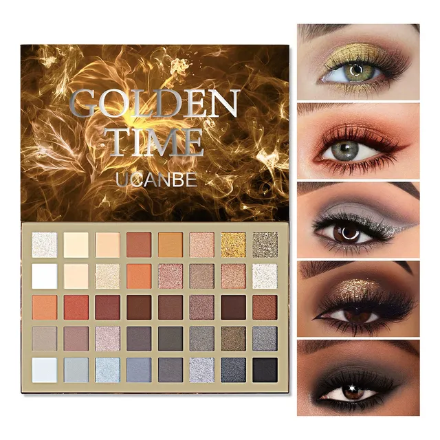 Paleta De Sombras Ucanbe Aurora Y Destello 40 Tonos Ojos Color Golden Time