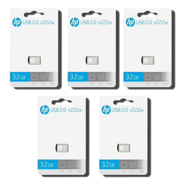 Pack 5 Memoria Usb Hp V222w 32gb 2.0 Plata Plateado V222w