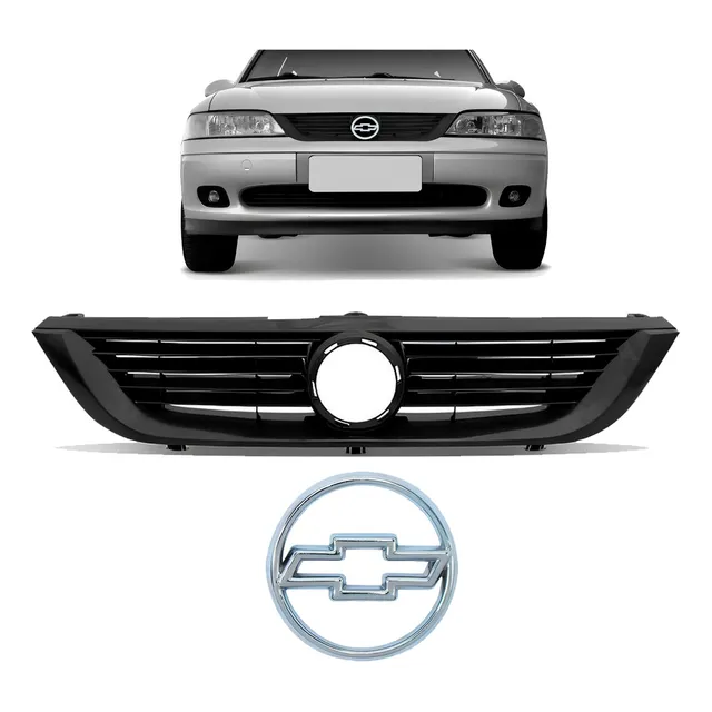Grade Vectra 97 98 99 2000 2001 Preta Com Emblema Cromado