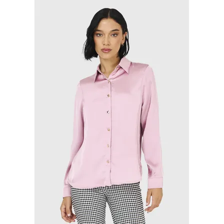 Camisa Básica Tipo Satín Rosado Nicopoly