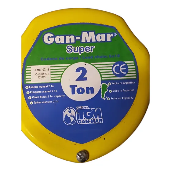 Aparejo Manual Gan Mar 2 Tonelada A Cadena 3 Metros 01202
