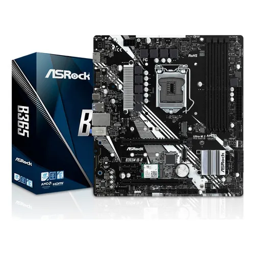 Placa base Asrock B365m Intel Lga 1151 Ddr4 integrada con Wi-Fi, color negro