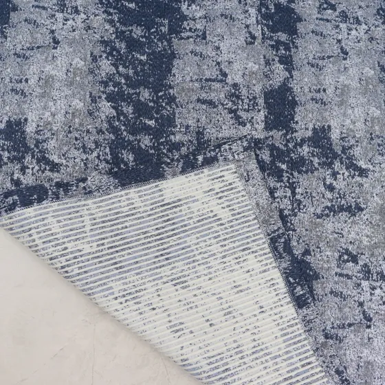 Tapete Para Sala/quarto Antiderrapante 1,00 X 1,40 Jacquard Desenho Do Tecido Mesclado Azul