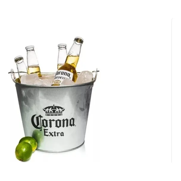 Balde Cubeta Hielera Metalica Corona Original + Destapador 1