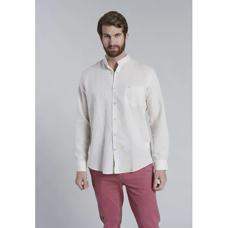 Camisa Lino Cuello Mao  F Beige Ss2025 Ferouch