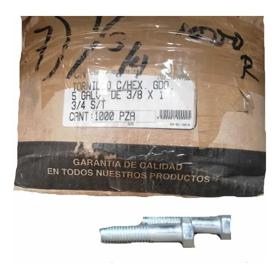 Cajas De Tornillo Cabeza Hexagonal Grado 5 Gal De 3/8x1 3/4