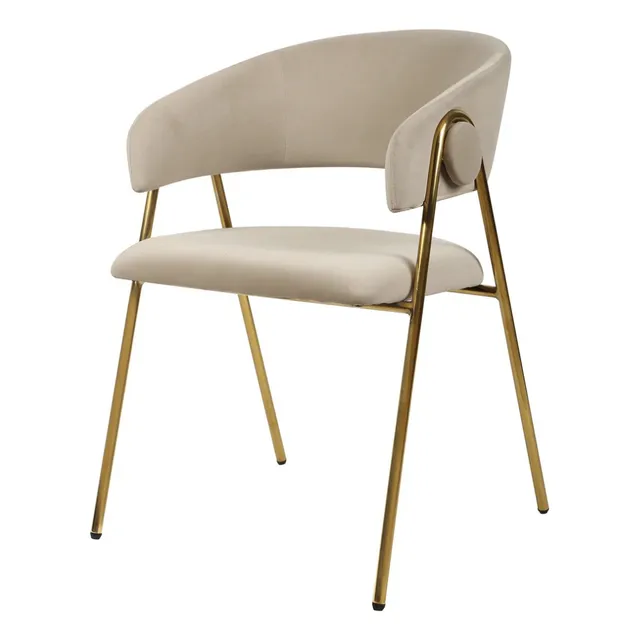 Brüm - Silla Dubai. Tela Aterciopelada Elegante Y Cómoda Estructura De La Silla Dorado Asiento Taupe Diseño De La Tela Velvet