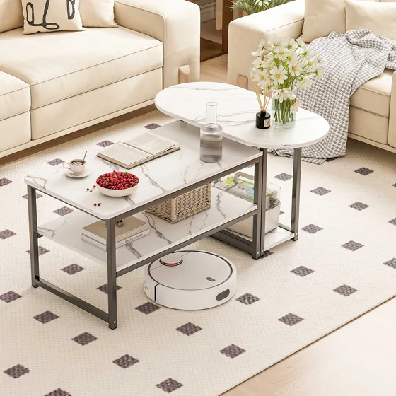 Mesa De Centro Moderna Multiusos Sala O Estancia Bossa De 2, Mesa De Centro Muebles,1 Mesa Mesas Centro Minimalista Y 1 Mesas Laterales 2 Estantes,auxiliar,mesas de centro para salas pequeñas modernas