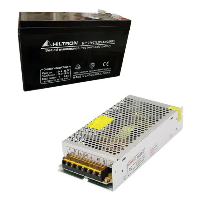 Kit Backup Ups Fuente Switching 12v 8a Ups + Bateria 12v 7a