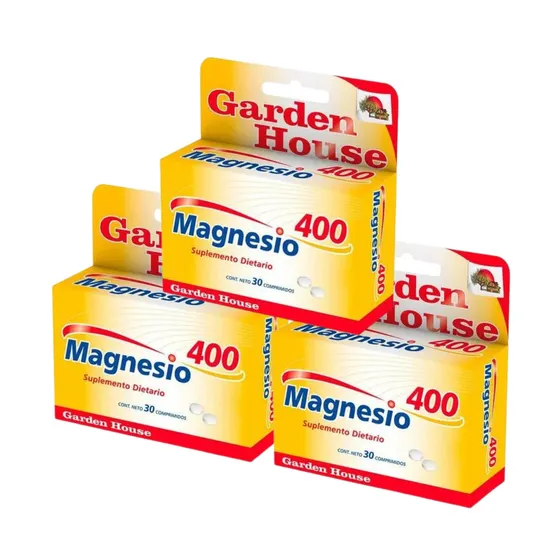 Combo X 3 Garden House Magnesio 400 30 Comprimidos Sabor Sin sabor