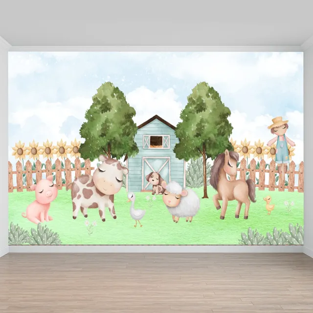 Adesivo De Parede Infantil Fazenda Fazendinha Quarto Bebe M²