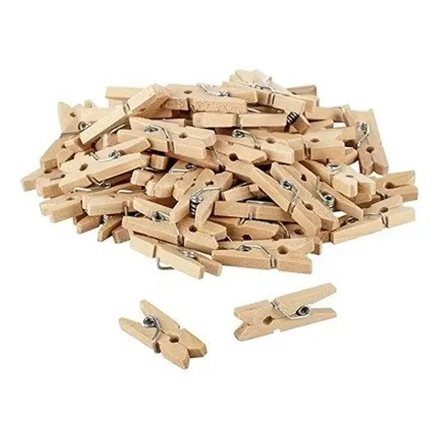 Palillos Mini De Madera P/ Fotos Decoración X50 + Hilo Clic