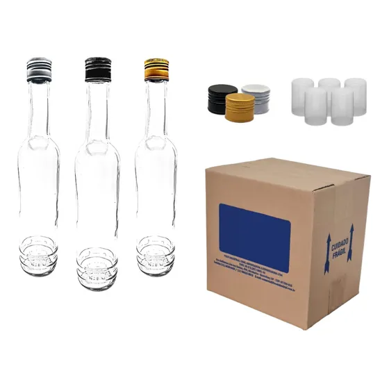 Kit C/ 12 Garrafas Vidro 500ml + Tampas Aluminio + Lacre 