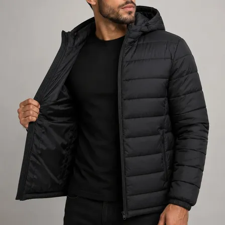 Jaqueta Puffer Bobojaco Corta Vento Nylon Frio Reforçada Preto Gg