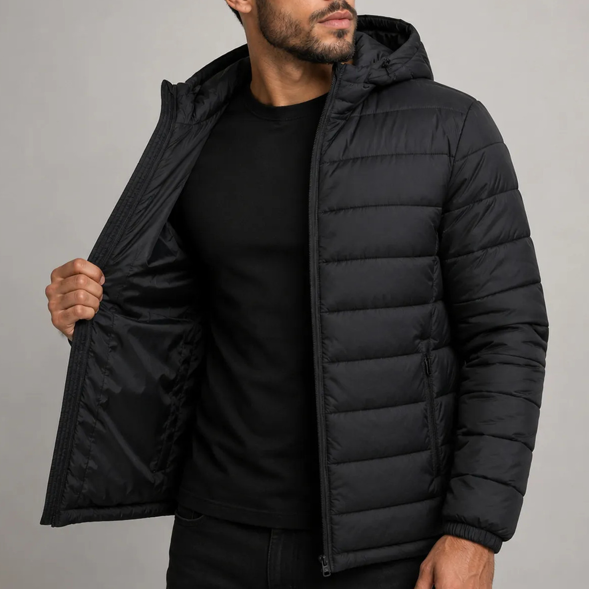 Jaqueta Puffer Bobojaco Corta Vento Nylon Frio Reforçada Preto P Jaqueta Puffer Bobojaco Corta Vento Nylon Frio Reforçada Preto P