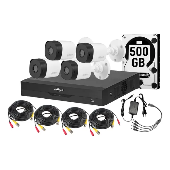 Kit 4 Camaras Seguridad Dahua 1080p Lite 2mp Dd 500gb