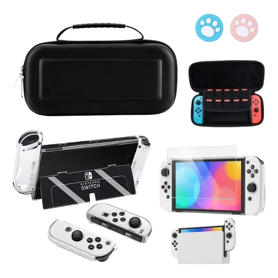 Bolsa Estojo Kit 7pcs Para Acessórios Nintendo Switch Oled