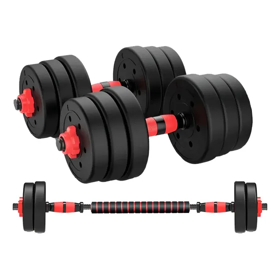 Set Mancuernas Y Barra Unibles 15kg Fitness Pesas Ajustables Overfit