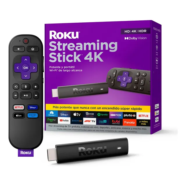 Roku Streaming Stick 4K 3820 de voz 4K negro con 1GB de memoria RAM