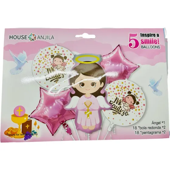 Set 5 Globos Bautizo Niña