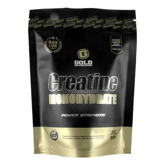 Creatina Monohidrato Gold Nutrition® 300g Suplemento Muscular Doypack Sin Sabor Pura 100% Sin tacc Fuerza Rendimiento