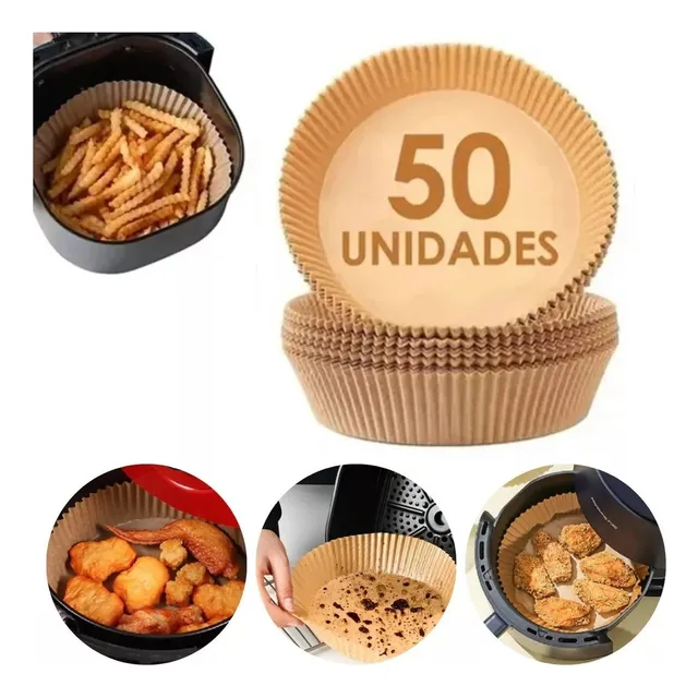 Kit 50 Forma Papel Air Fryer Forro Antiaderente Descartável