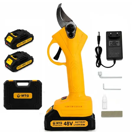 Tesoura de Poda Elétrica 48V — 2 Baterias (Amarela)