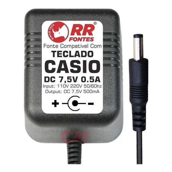 Fonte Dc 7,5v Para Teclado Casio Casiotone Mt 45 Mt 65 Mt 68