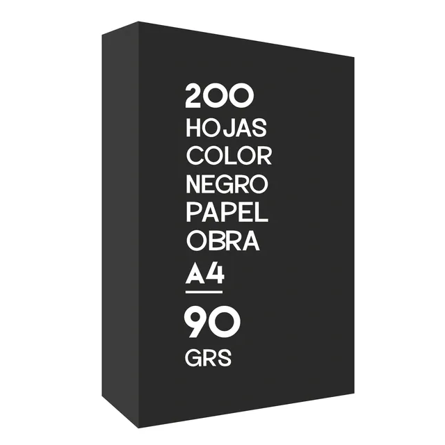 Resma A4 90grs Papel Color Negro 200 Hojas