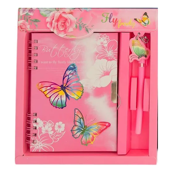 Diario Intimo Personal Con Llave Agenda Cuaderno Mariposas