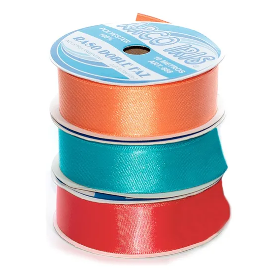 Cinta De Raso N5 De 25mm Rollo X 10 Metros Arco Iris Deco