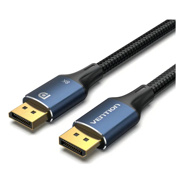 Cable Display Port 1.4 Vention - Certificado Profesional - 8k Hdr G-sync Hdcp Earc - Hasta 240hz 32 Gbps - 1 Metro - Metal Trenzado - Premium Gaming - Para Pc Gamer Consola Monitor Pantalla - Hcelf
